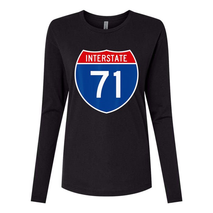 I 71 Interstate Highway Shield Sign A1 Funny Womens Cotton Relaxed Long Sleeve T-Shirt