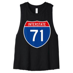 I 71 Interstate Highway Shield Sign A1 Funny Women's Racerback Cropped Tank