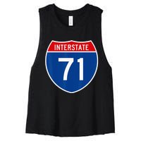 I 71 Interstate Highway Shield Sign A1 Funny Women's Racerback Cropped Tank