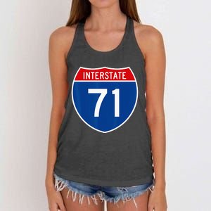 I 71 Interstate Highway Shield Sign A1 Funny Women's Knotted Racerback Tank