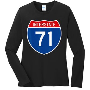 I 71 Interstate Highway Shield Sign A1 Funny Ladies Long Sleeve Shirt