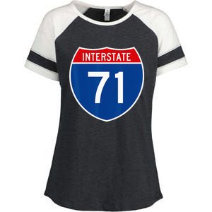 I 71 Interstate Highway Shield Sign A1 Funny Enza Ladies Jersey Colorblock Tee