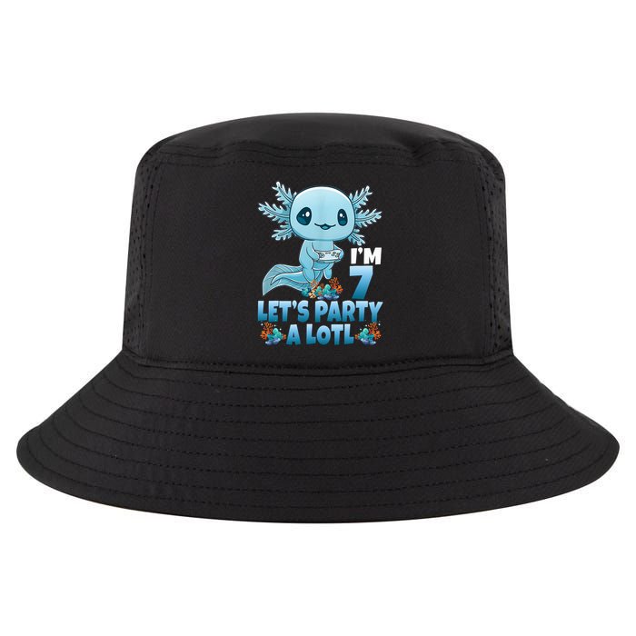 I'm 7 Let's Party A Lotl 7th Birthday 7 Year Old Axolotl Cool Comfort Performance Bucket Hat