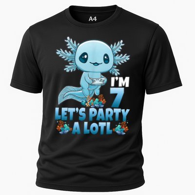 I'm 7 Let's Party A Lotl 7th Birthday 7 Year Old Axolotl Cooling Performance Crew T-Shirt