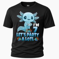 I'm 7 Let's Party A Lotl 7th Birthday 7 Year Old Axolotl Cooling Performance Crew T-Shirt