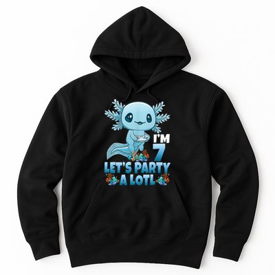 I'm 7 Let's Party A Lotl 7th Birthday 7 Year Old Axolotl Hoodie
