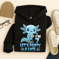 I'm 7 Let's Party A Lotl 7th Birthday 7 Year Old Axolotl Hoodie
