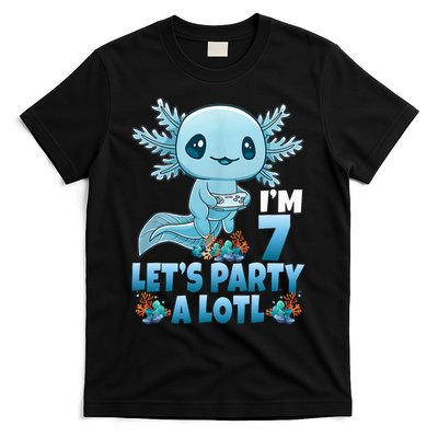 I'm 7 Let's Party A Lotl 7th Birthday 7 Year Old Axolotl T-Shirt