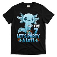 I'm 7 Let's Party A Lotl 7th Birthday 7 Year Old Axolotl T-Shirt