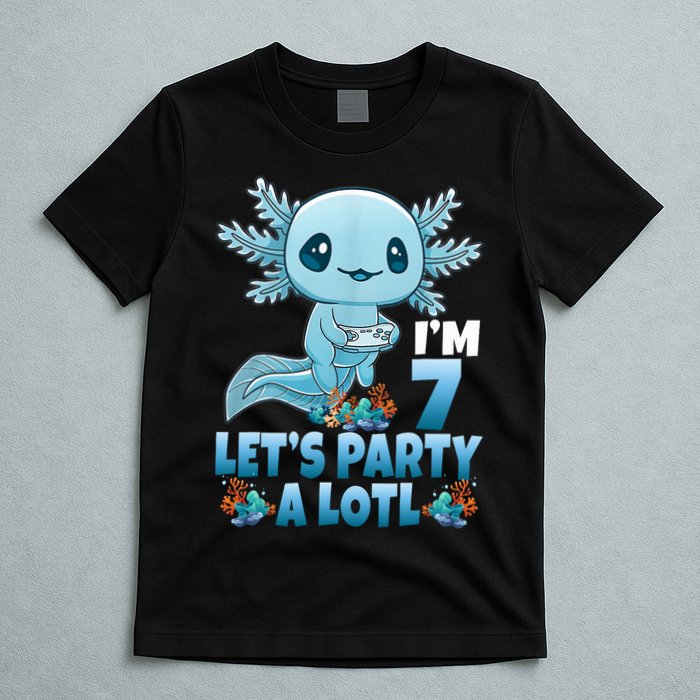 I'm 7 Let's Party A Lotl 7th Birthday 7 Year Old Axolotl T-Shirt