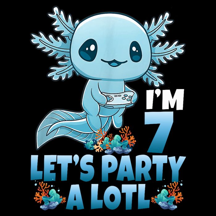 I'm 7 Let's Party A Lotl 7th Birthday 7 Year Old Axolotl T-Shirt