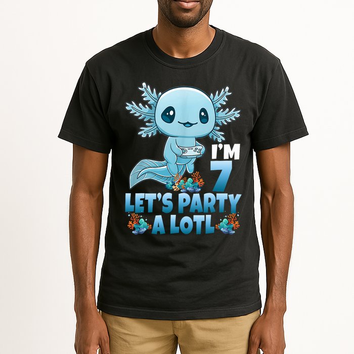 I'm 7 Let's Party A Lotl 7th Birthday 7 Year Old Axolotl Tall T-Shirt