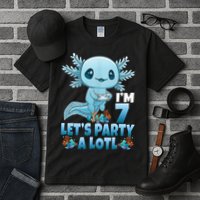I'm 7 Let's Party A Lotl 7th Birthday 7 Year Old Axolotl Tall T-Shirt