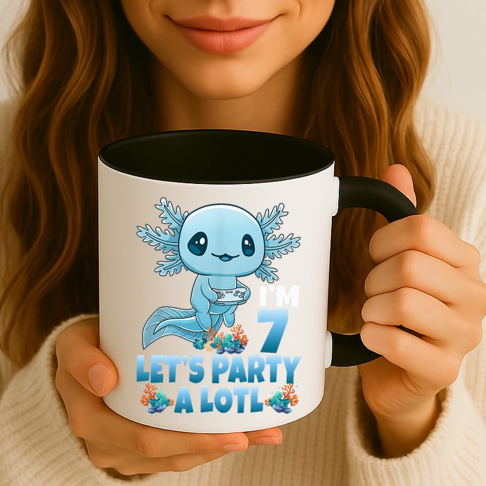 I'm 7 Let's Party A Lotl 7th Birthday 7 Year Old Axolotl Mug
