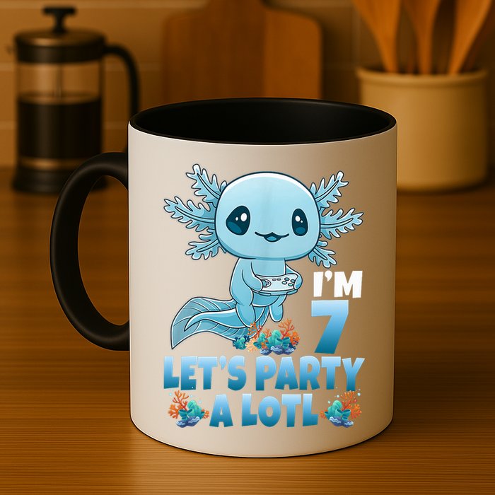 I'm 7 Let's Party A Lotl 7th Birthday 7 Year Old Axolotl Mug