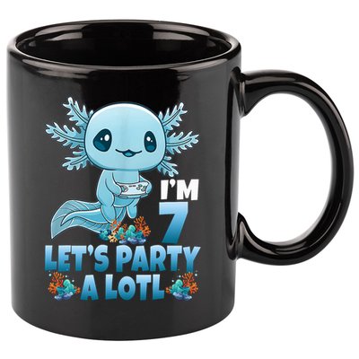 I'm 7 Let's Party A Lotl 7th Birthday 7 Year Old Axolotl 11oz C Handle Ceramic Mug