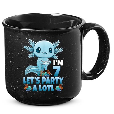I'm 7 Let's Party A Lotl 7th Birthday 7 Year Old Axolotl 15oz Campfire Ceramic Mug
