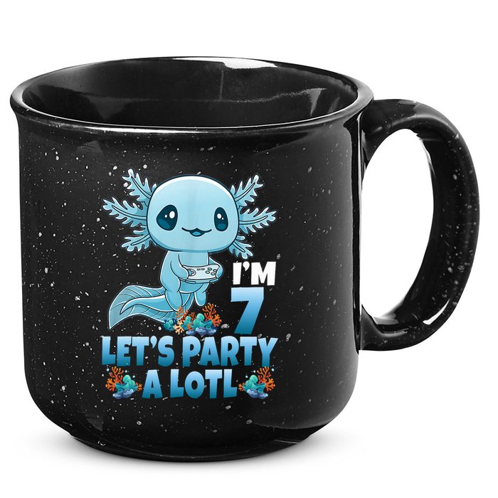 I'm 7 Let's Party A Lotl 7th Birthday 7 Year Old Axolotl 15oz Campfire Ceramic Mug