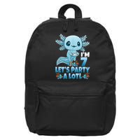 I'm 7 Let's Party A Lotl 7th Birthday 7 Year Old Axolotl 16 in Basic Backpack