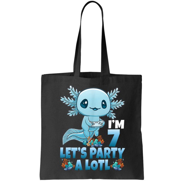 I'm 7 Let's Party A Lotl 7th Birthday 7 Year Old Axolotl Bag