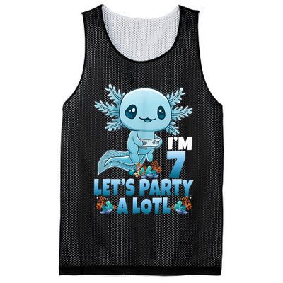 I'm 7 Let's Party A Lotl 7th Birthday 7 Year Old Axolotl Mesh Reversible Basketball Jersey Tank