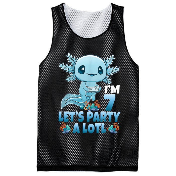 I'm 7 Let's Party A Lotl 7th Birthday 7 Year Old Axolotl Mesh Reversible Basketball Jersey Tank