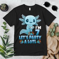 I'm 7 Let's Party A Lotl 7th Birthday 7 Year Old Axolotl Premium T-Shirt