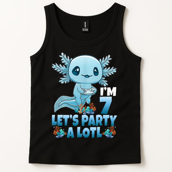 I'm 7 Let's Party A Lotl 7th Birthday 7 Year Old Axolotl Tank Top
