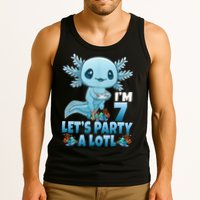 I'm 7 Let's Party A Lotl 7th Birthday 7 Year Old Axolotl Tank Top