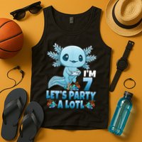 I'm 7 Let's Party A Lotl 7th Birthday 7 Year Old Axolotl Tank Top