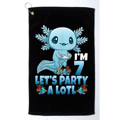 I'm 7 Let's Party A Lotl 7th Birthday 7 Year Old Axolotl Golf Towel
