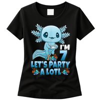 I'm 7 Let's Party A Lotl 7th Birthday 7 Year Old Axolotl Womens T-Shirt