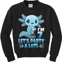 I'm 7 Let's Party A Lotl 7th Birthday 7 Year Old Axolotl Kids Sweatshirt