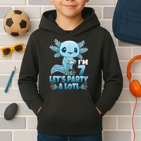 I'm 7 Let's Party A Lotl 7th Birthday 7 Year Old Axolotl Kids Hoodie