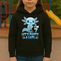 I'm 7 Let's Party A Lotl 7th Birthday 7 Year Old Axolotl Kids Hoodie