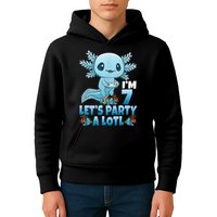I'm 7 Let's Party A Lotl 7th Birthday 7 Year Old Axolotl Kids Hoodie