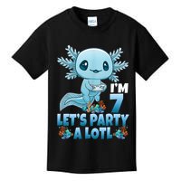 I'm 7 Let's Party A Lotl 7th Birthday 7 Year Old Axolotl Kids T-Shirt