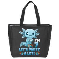 I'm 7 Let's Party A Lotl 7th Birthday 7 Year Old Axolotl Zip Tote Bag