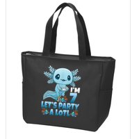 I'm 7 Let's Party A Lotl 7th Birthday 7 Year Old Axolotl Zip Tote Bag