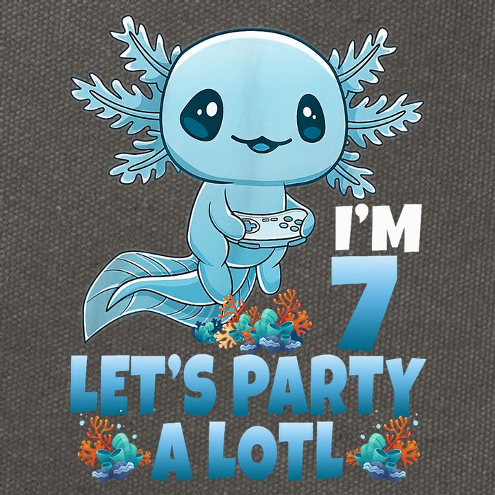 I'm 7 Let's Party A Lotl 7th Birthday 7 Year Old Axolotl Cotton Canvas Backpack