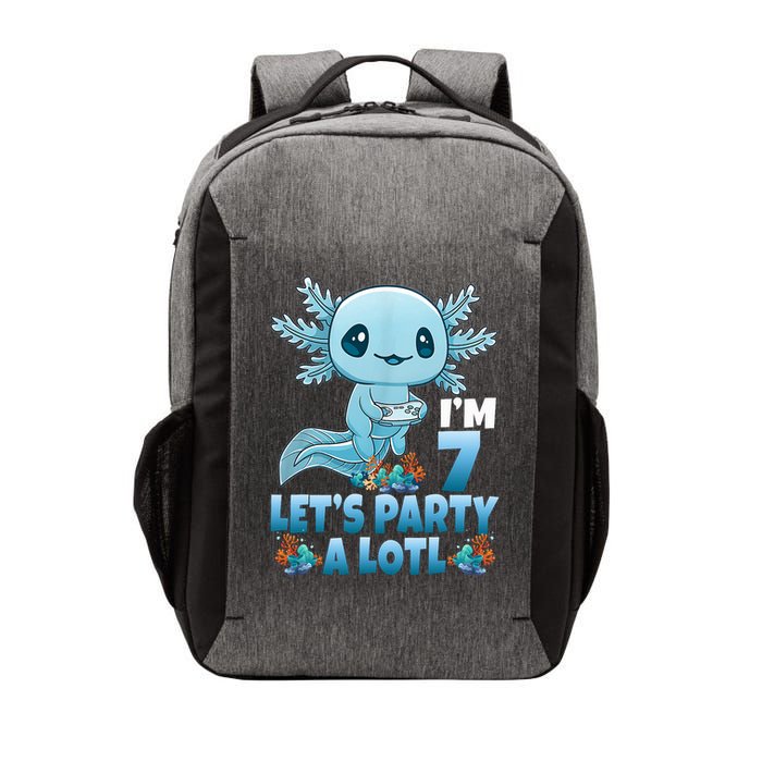 I'm 7 Let's Party A Lotl 7th Birthday 7 Year Old Axolotl Vector Backpack