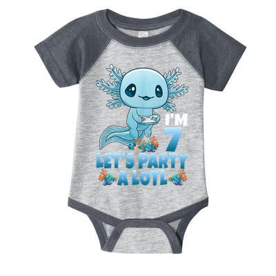 I'm 7 Let's Party A Lotl 7th Birthday 7 Year Old Axolotl Infant Baby Jersey Bodysuit