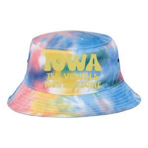 Iowa 75 Vowels 100 Awesome Iowans Women Funny State Tie Dye Newport Bucket Hat