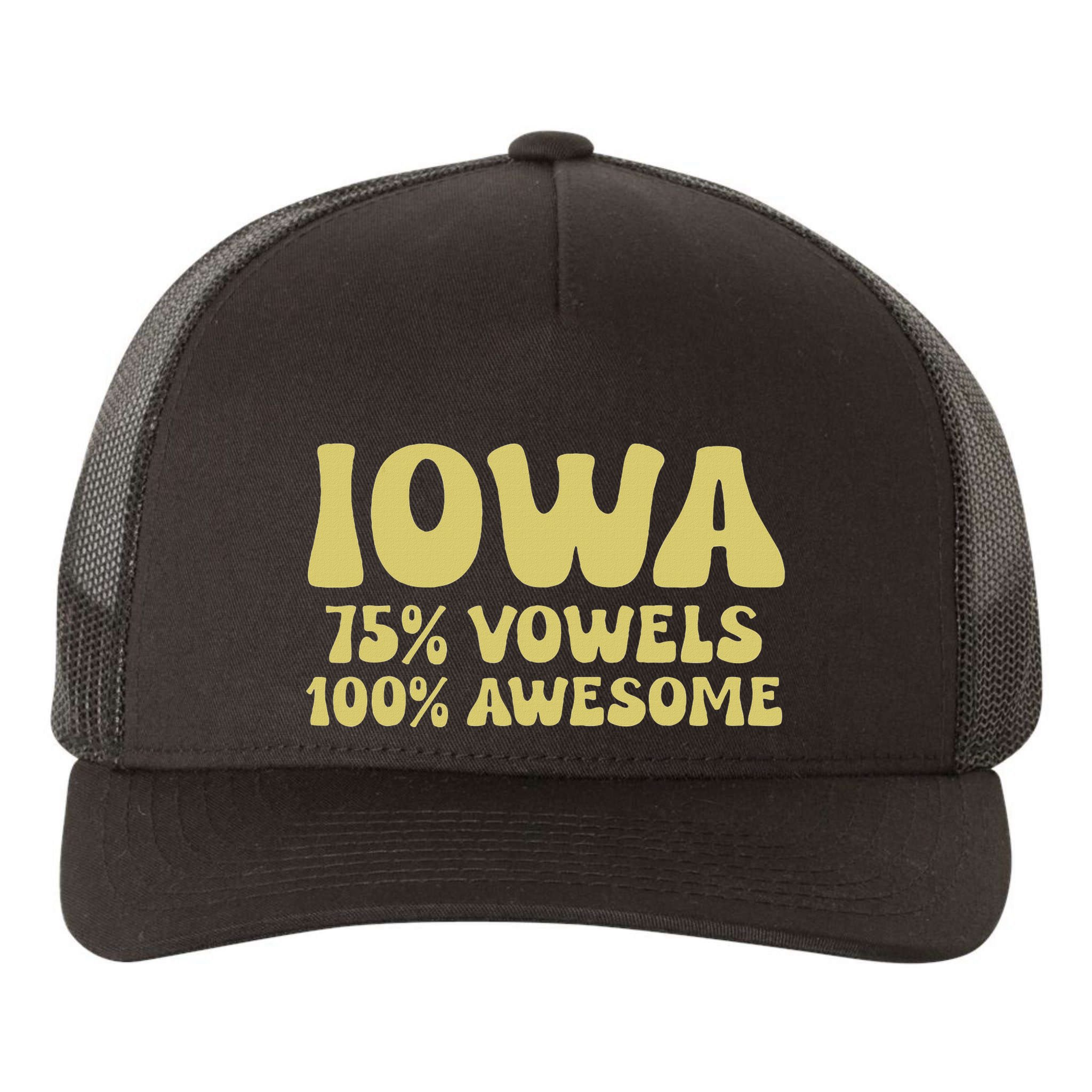 Iowa 75 Vowels 100 Awesome Iowans Women Funny State Yupoong Adult 5-Panel Trucker Hat
