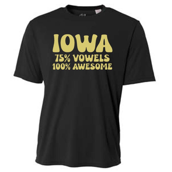 Iowa 75 Vowels 100 Awesome Iowans Women Funny State Cooling Performance Crew T-Shirt