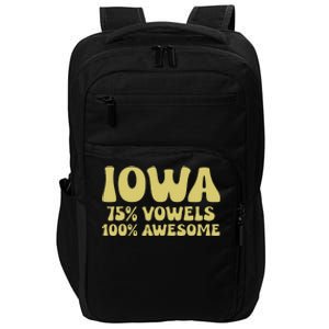 Iowa 75 Vowels 100 Awesome Iowans Women Funny State Impact Tech Backpack