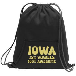 Iowa 75 Vowels 100 Awesome Iowans Women Funny State Sweatshirt Cinch Pack Bag