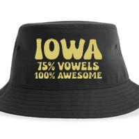 Iowa 75 Vowels 100 Awesome Iowans Women Funny State Sustainable Bucket Hat