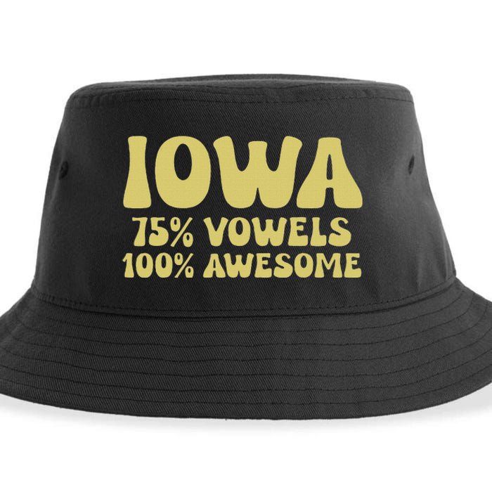 Iowa 75 Vowels 100 Awesome Iowans Women Funny State Sustainable Bucket Hat