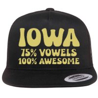 Iowa 75 Vowels 100 Awesome Iowans Women Funny State Flat Bill Trucker Hat